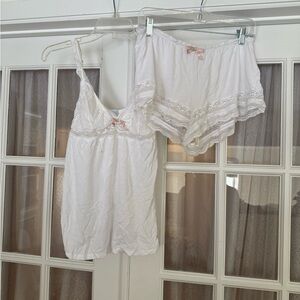 Eberjey White Lace Trim Sleepwear Set